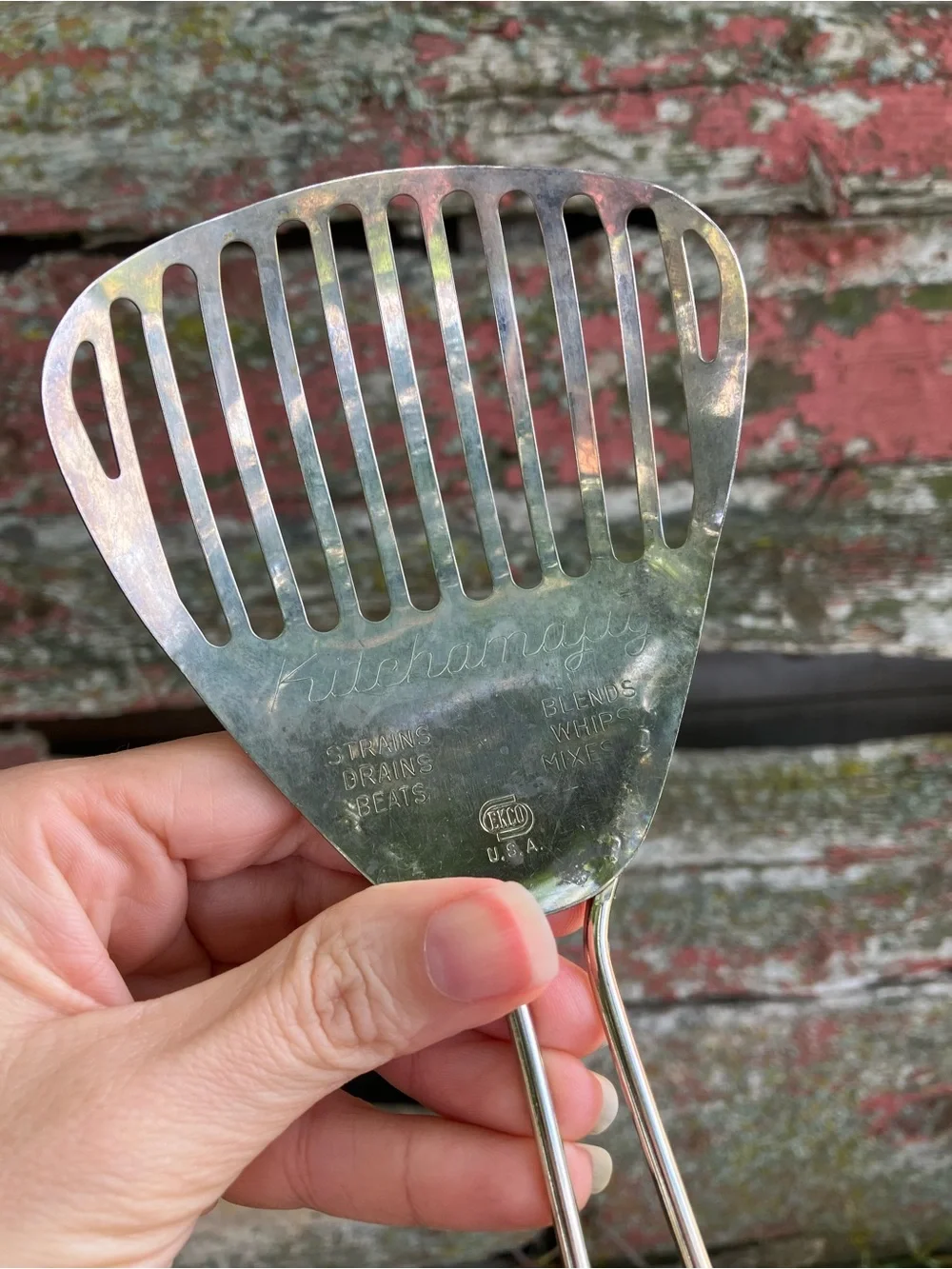 Vintage 80's Country Blue Handle Stainless Steel Ekco Kitchamajig Kitchen Gadget
